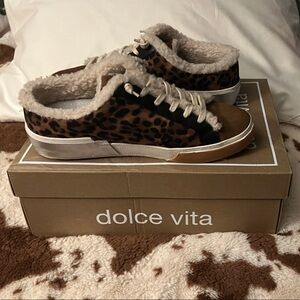 Dolce Vita Leopard Print Sneakers with Cozy Lining